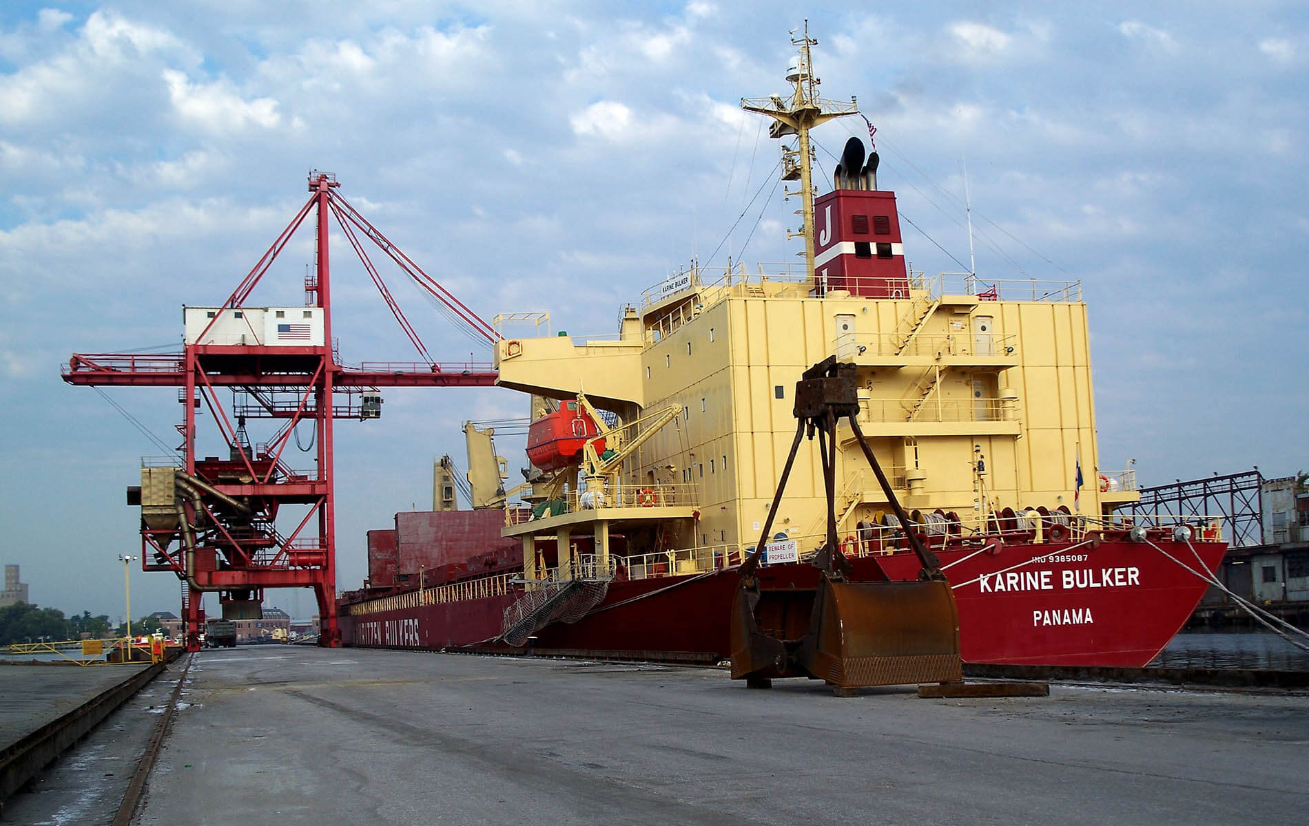 karine bulker cargo ship at pier 5 Rukert Terminals